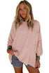 Ribbed Roll-tab Sleeve Chest Pocket Oversize Top